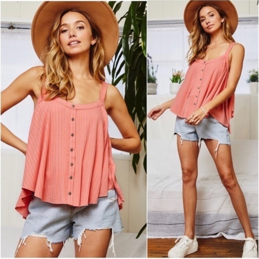 Women's Boho button detail tank top - S